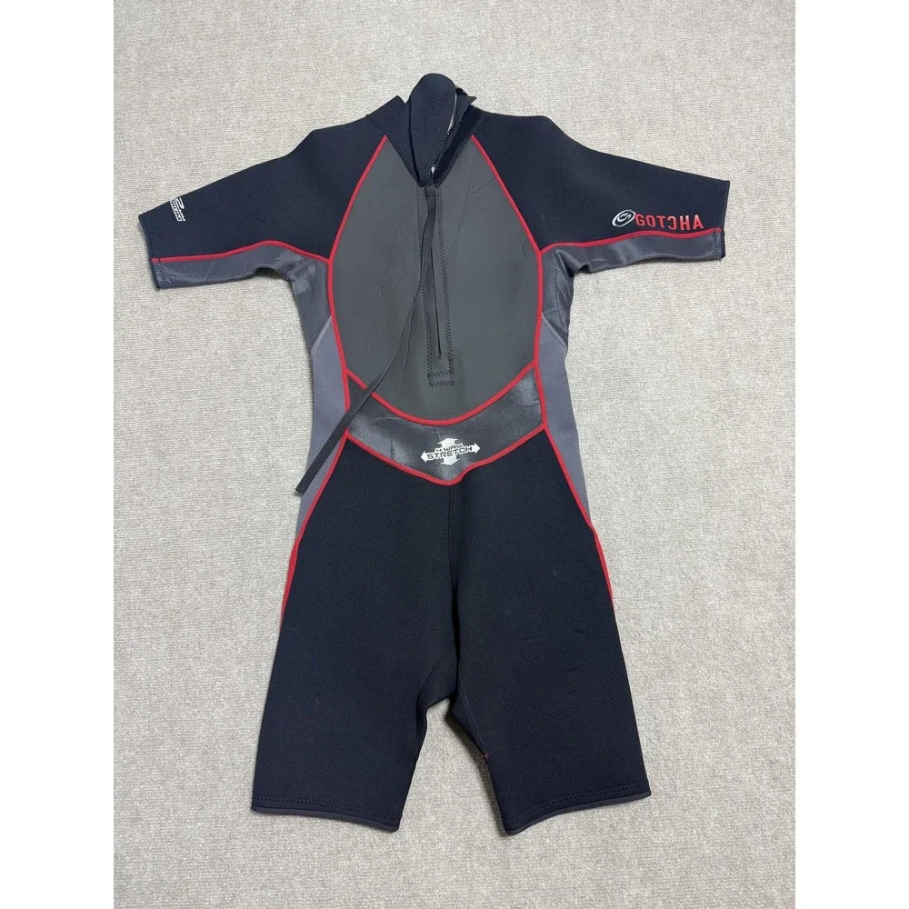 Gotcha Shorty Wetsuit Spring Suit Mens‎ Medium 2mm Neoprene Back Zip Black Red